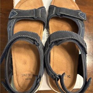 Dr. Scholl's Blue and Tan Comfort Sandals